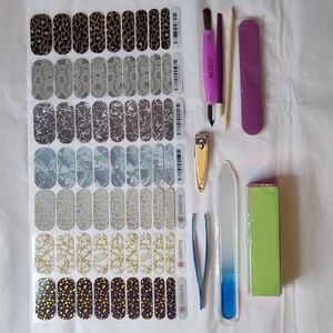 Jamberry Bundle 7 Half Sheets Nail Wraps with 8 Piece Manicure Tool Set
